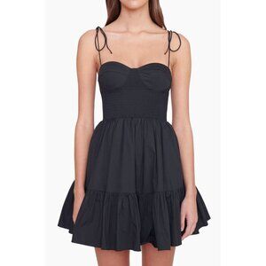 STAUD Black Tie-Shoulder Mini Dress
